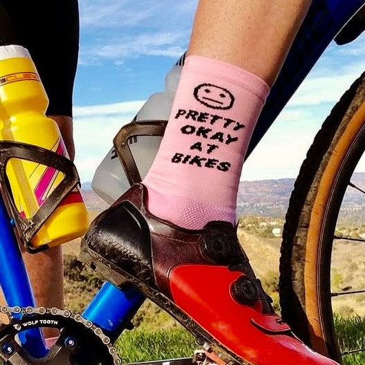 Ostroy Pretty Okay at Bikes Cycling socks - Pink