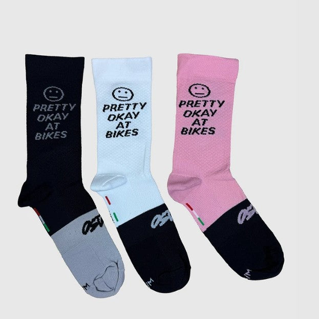 OSTROY Pretty Okay at Bikes Cycling Socks - Black