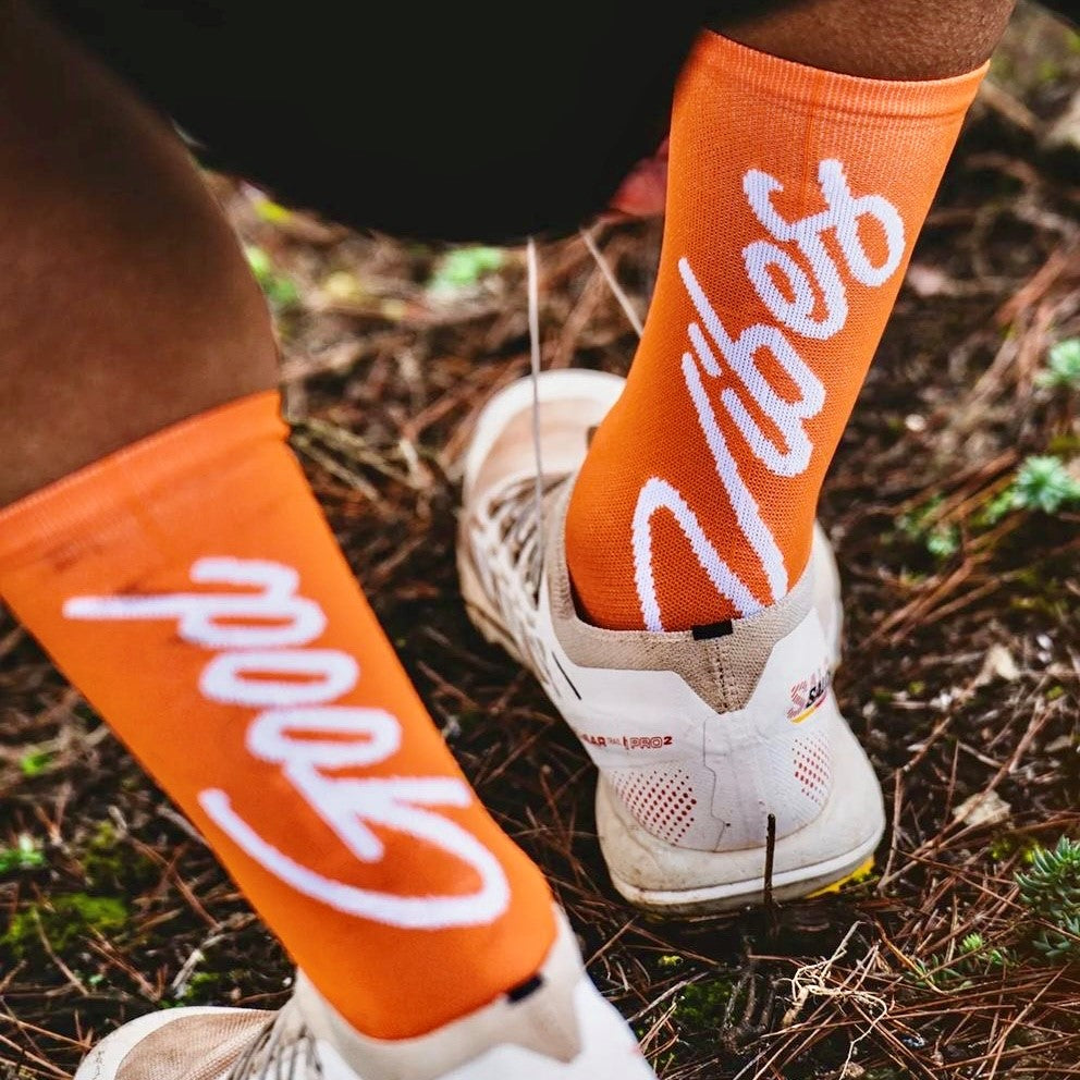 PACIFIC AND CO Good Vibes Performance Cycling Socks - Orange
