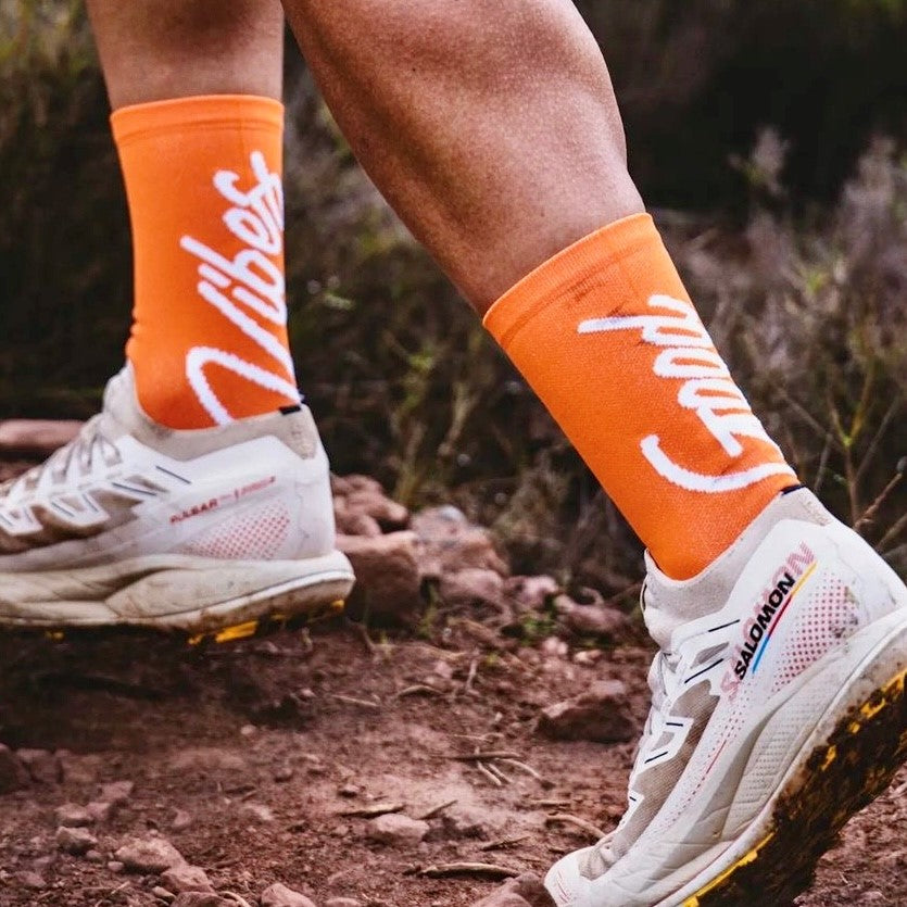 PACIFIC AND CO Good Vibes Performance Cycling Socks - Orange