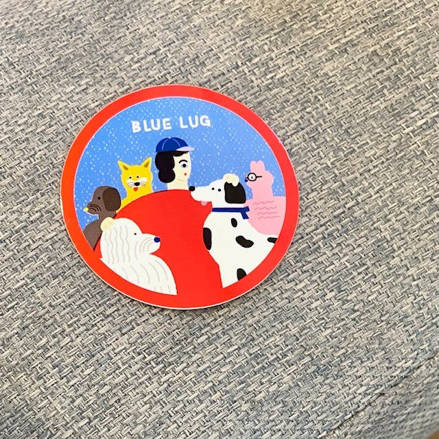 Blue lug dog love sticker
