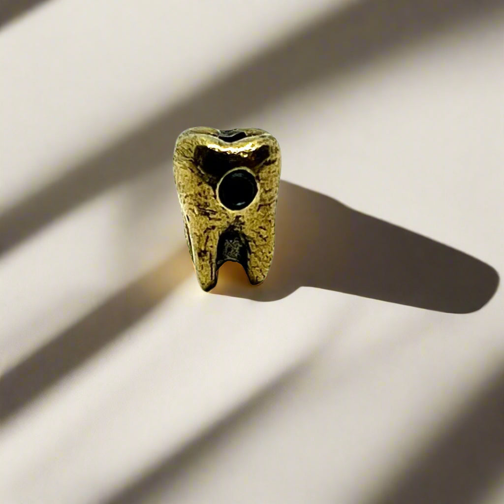 Hatchet Brass Cable End - Gold Black Teeth