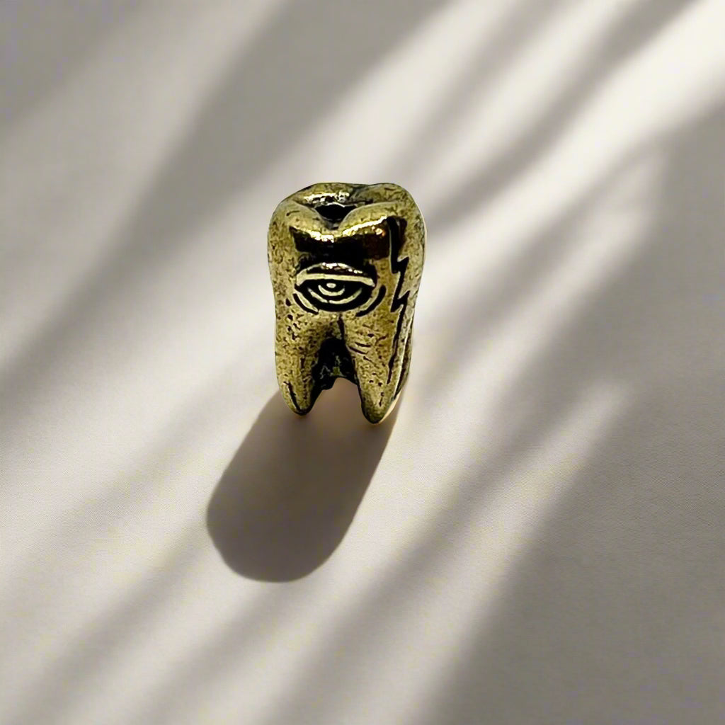 Hatchet Brass Cable End - Gold Black Teeth
