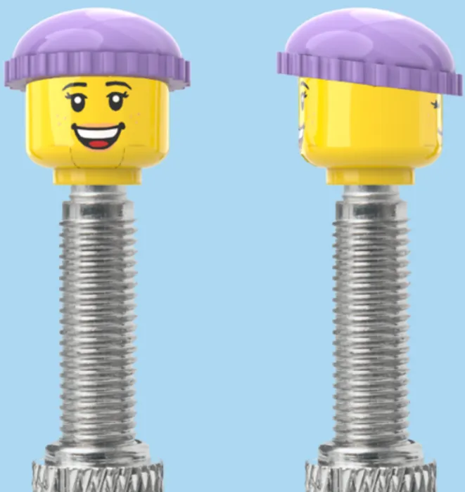 BRICKCAPS Double Sided - Happy Smile & Closed Eye Smile With a Purple Beanie