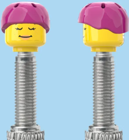 BRICKCAPS Double Sided - Smile Face & Closed Eye Smile with Pink Helmet Valve Caps