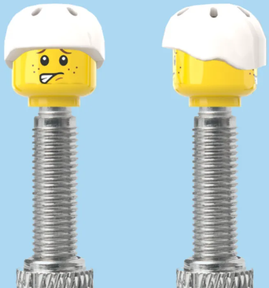 BRICKCAPS Double Sided - Smile Face & Worried Face with White Helmet Valve Caps