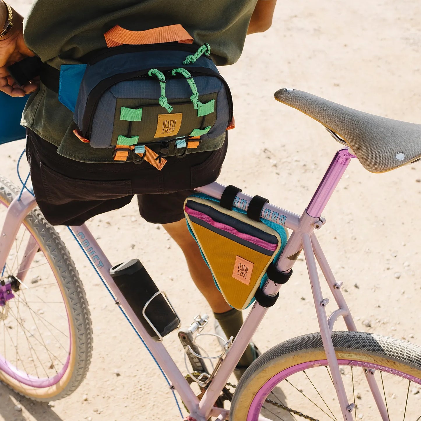 TOPO DESIGNS Frame Bike Bag - Khaki/Pond Blue
