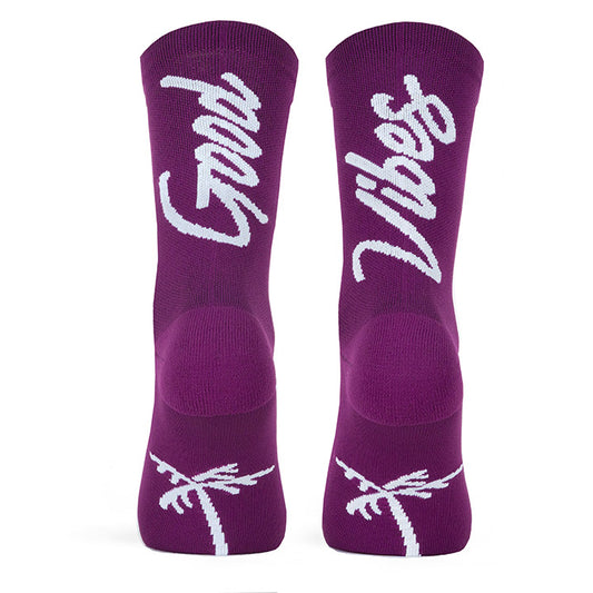 PACIFIC AND CO Cycling Socks - Good Vibes - Aubergine