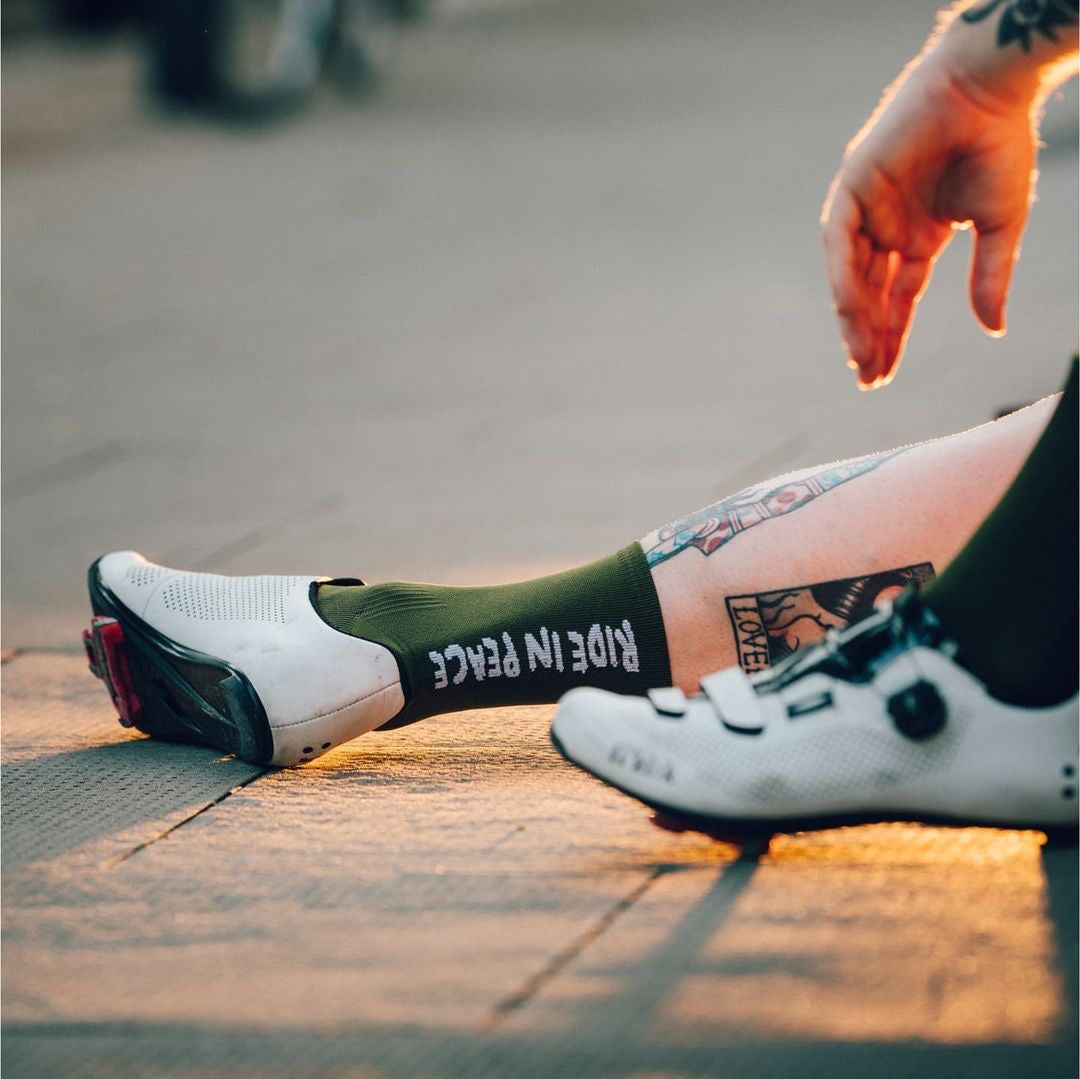 PACIFIC AND CO Cycling Socks - Ride In Peace - Olive