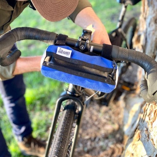 ROAD RUNNER Burrito Handlebar Bag - Blue and White Cordura