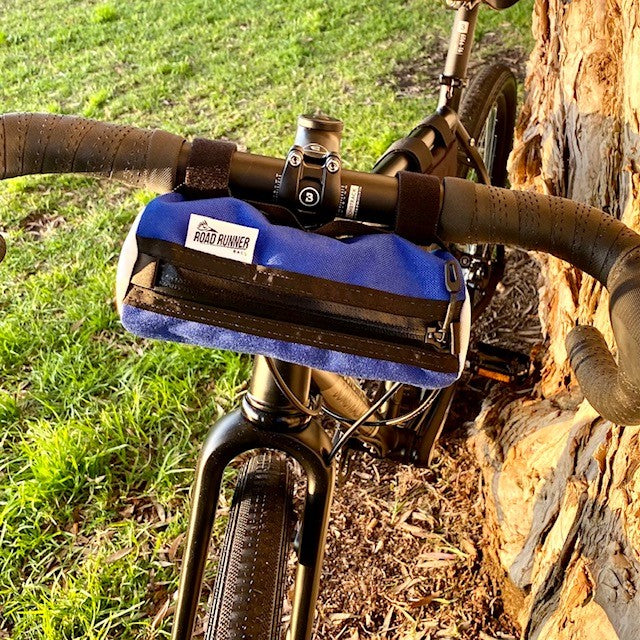 ROAD RUNNER Burrito Handlebar Bag - Blue and White Cordura