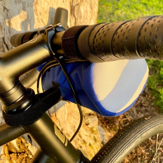 ROAD RUNNER Burrito Handlebar Bag - Blue and White Cordura