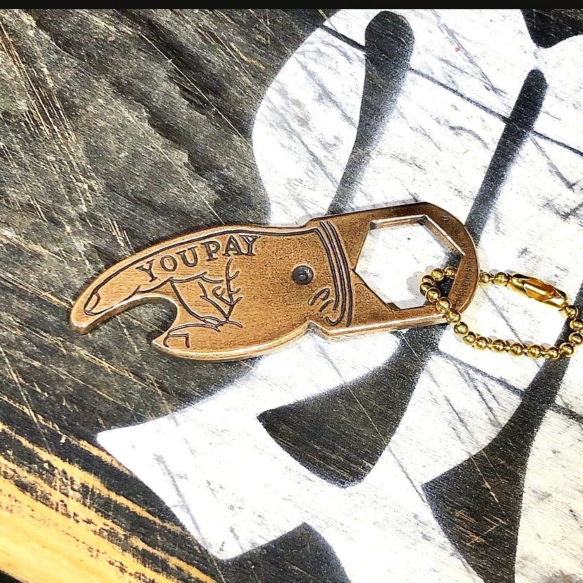 HATCHET You Pay Brass Keychain Tool