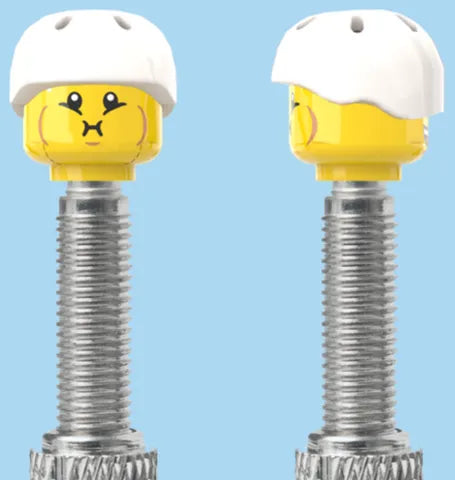 Happy Smile & Bursting Cheeks Face with White Helmet - Presta