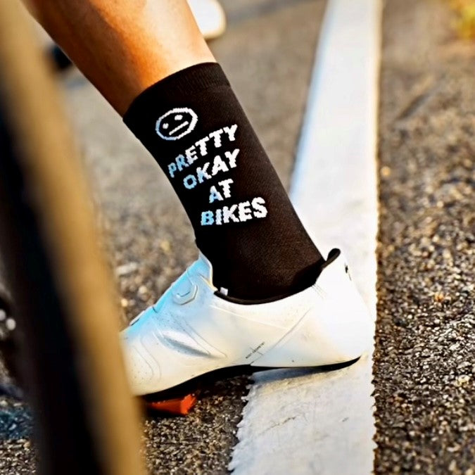 OSTROY Pretty Okay at Bikes Cycling Socks - Black