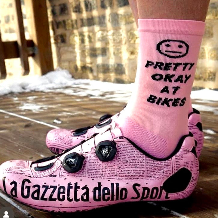 Ostroy Pretty Okay at Bikes Cycling Socks - Pink