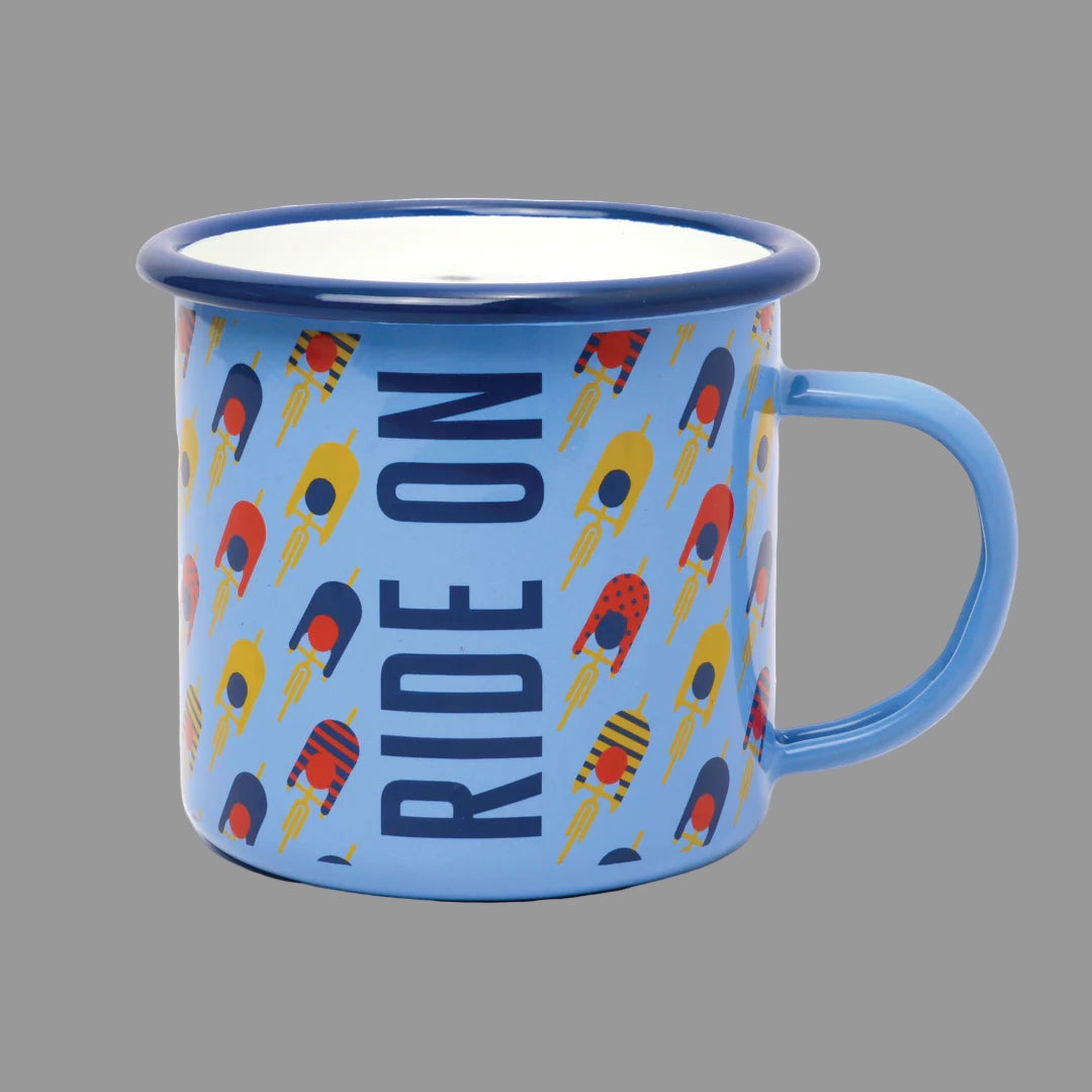 RIDE ON Cycling Enamel Mug