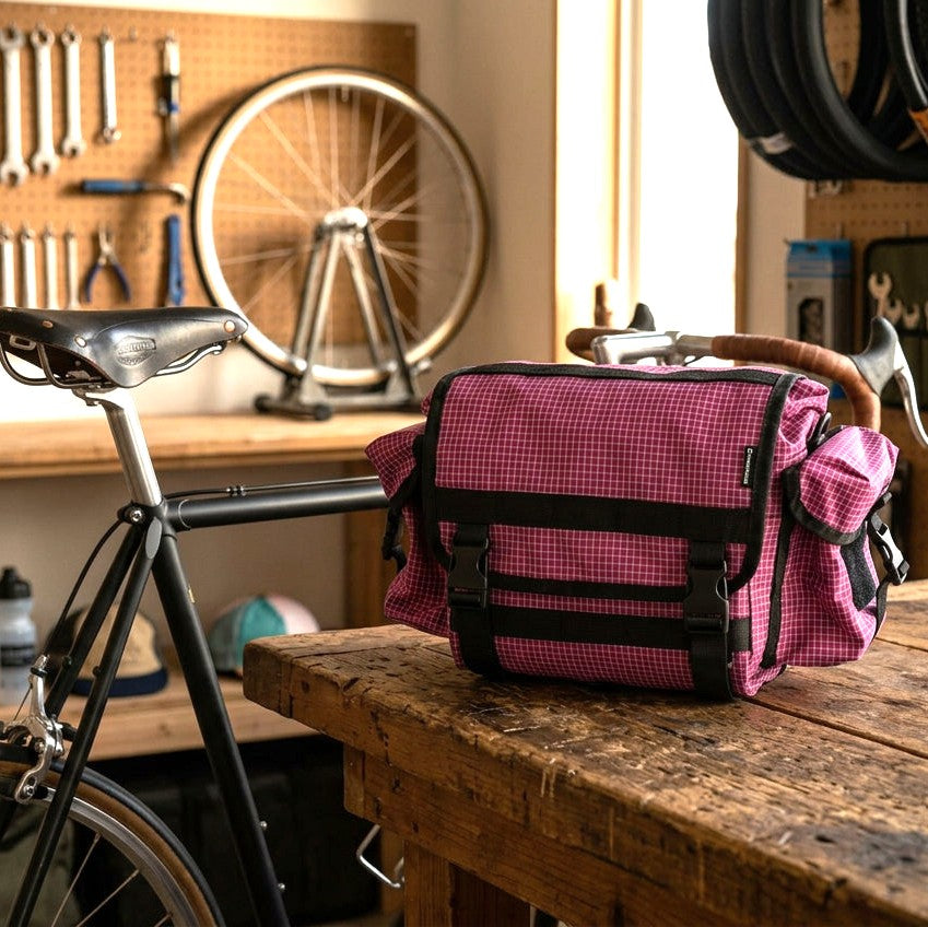 FAIRWEATHER Handlebar Bike Bag ADV - Ultra Grid Berry