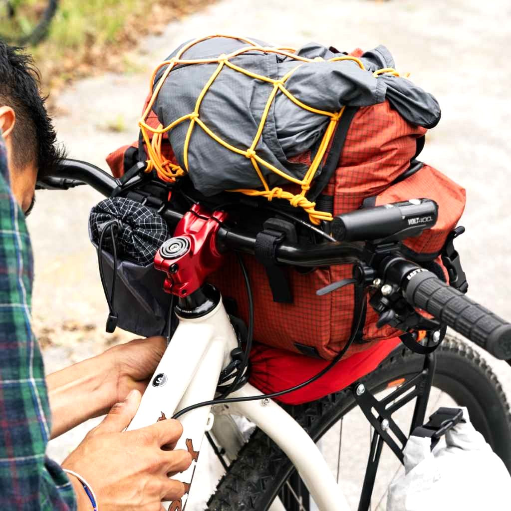 FAIRWEATHER Handlebar Bike Bag ADV - Ultra Grid Chilli
