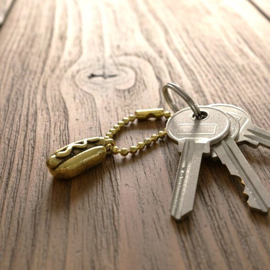HATCHET Brass Hot Dog Keyring