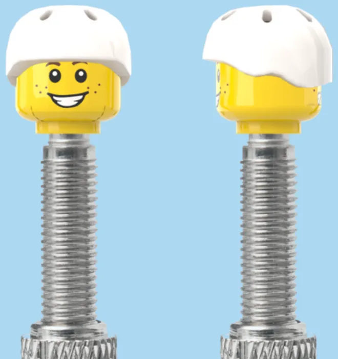 BRICKCAPS Double Sided - Smile Face & Worried Face with White Helmet Valve Caps