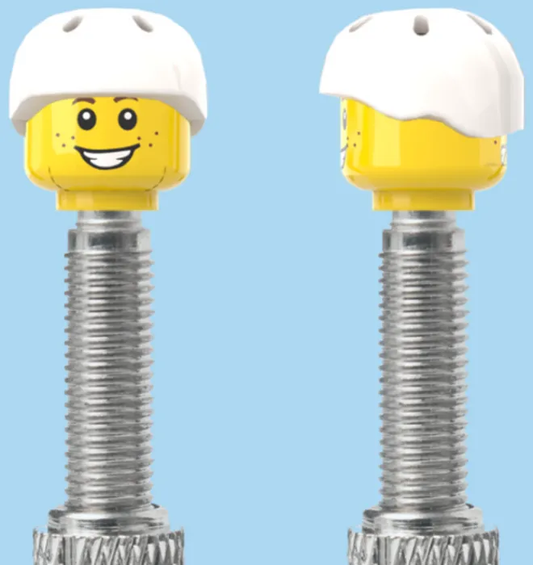 BRICKCAPS Double Sided - Smile Face & Worried Face with White Helmet Valve Caps
