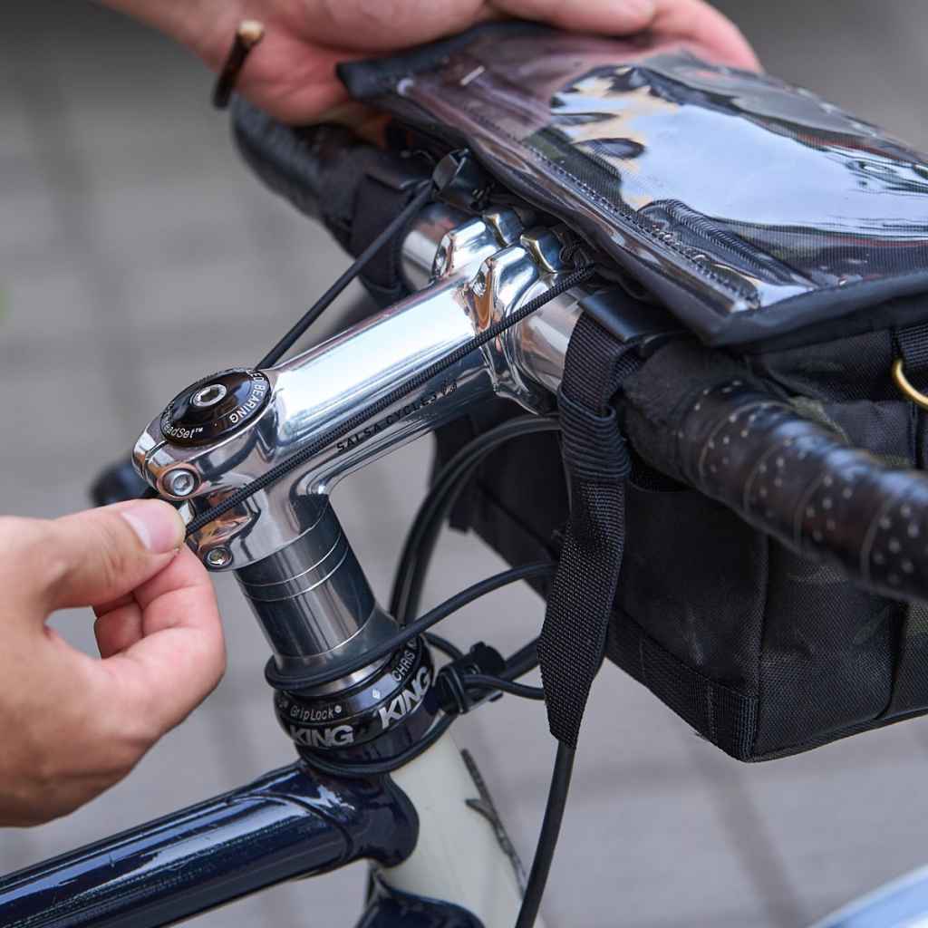 OUTER SHELL Drawcord Handlebar Bike Bag - Black