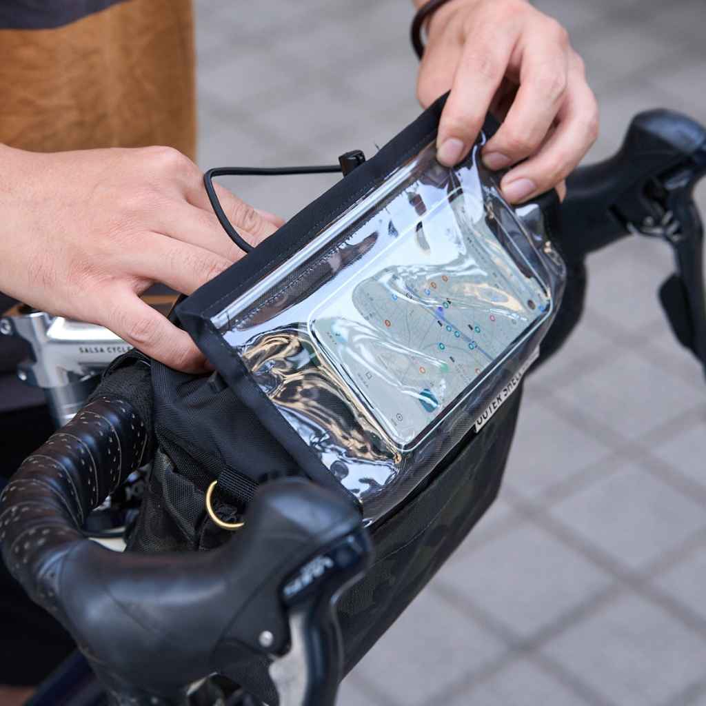 OUTER SHELL Drawcord Handlebar Bike Bag - Black