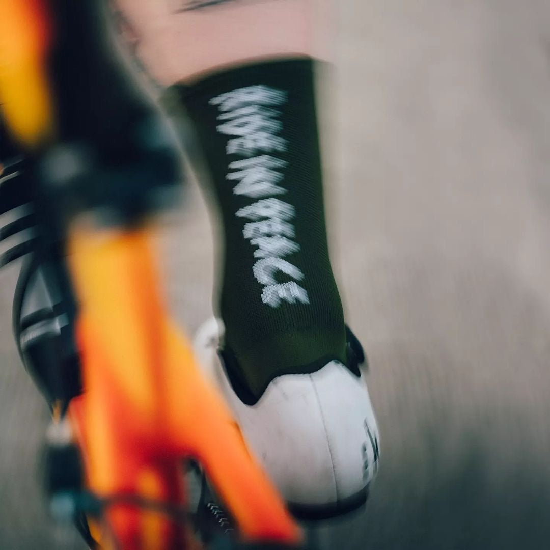PACIFIC AND CO Cycling Socks - Ride In Peace - Olive