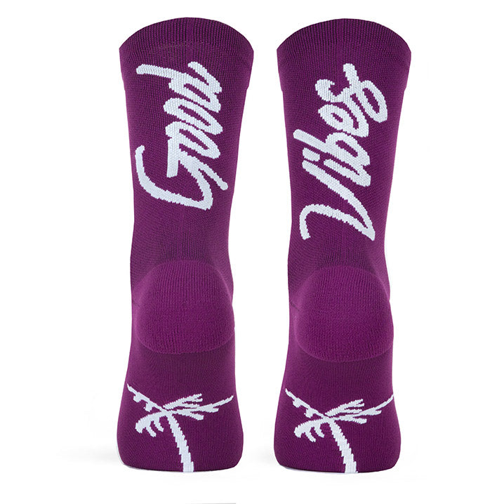 PACIFIC AND CO Cycling Socks - Good Vibes - Aubergine