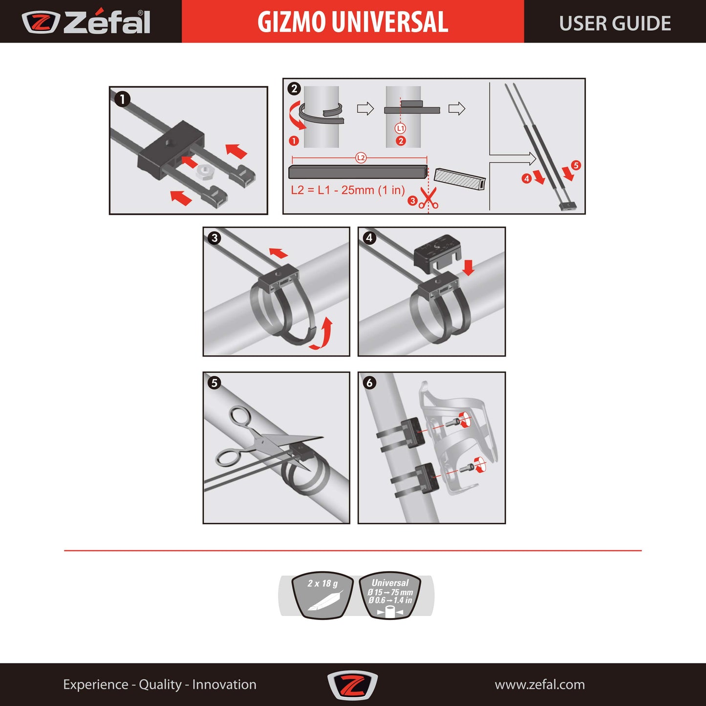 ZEFAL Gizmo Universal Mount Kit user guide