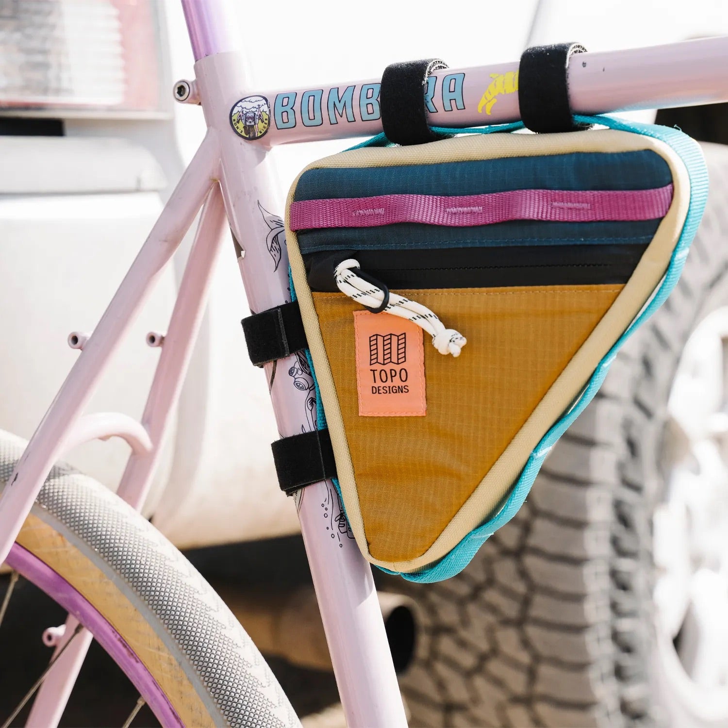 TOPO DESIGNS Frame Bike Bag - Khaki/Pond Blue