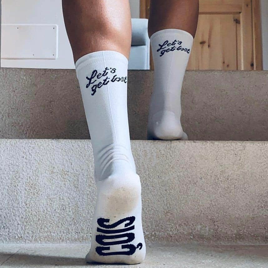 COIS Let's Get Lost Cycling Socks - White