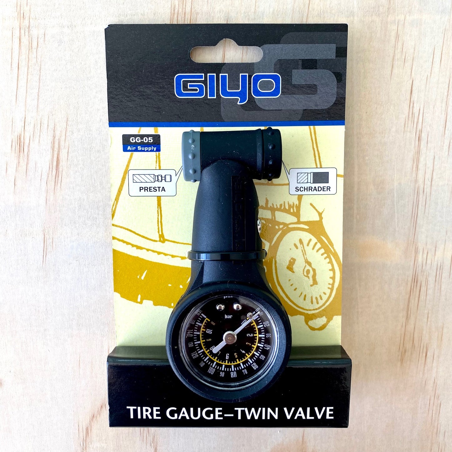 GIYO Bike Tyre Pressure Gauge - Twin Valve