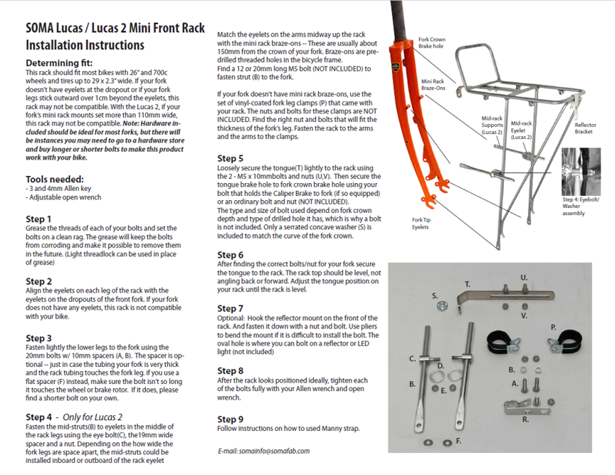 Soma Lucas 3 front rack installation guide